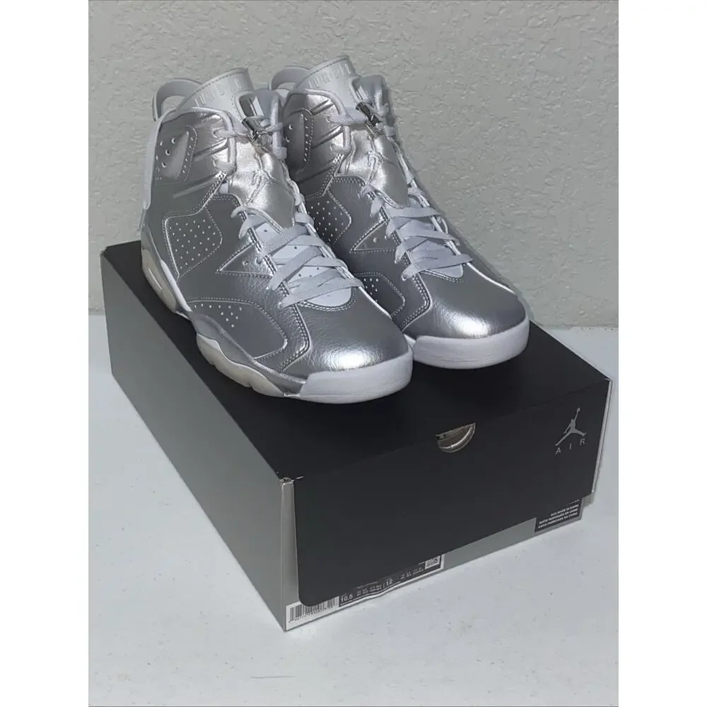 Air Jordan 6 Retro PSG Metallic Silver Mens 10.5 Basketball‎ Shoes IQ5135-001